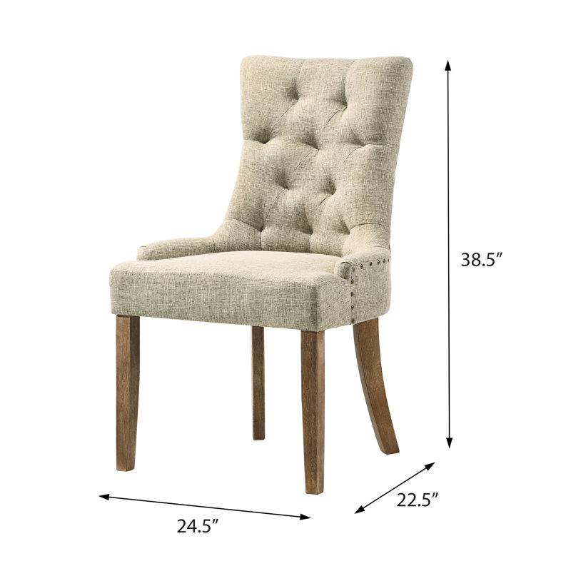 De 2 chaises de salle à manger à dossier beige - Chêne récupéré, côté siège élégant (2) pour pieds en chêne, élégant