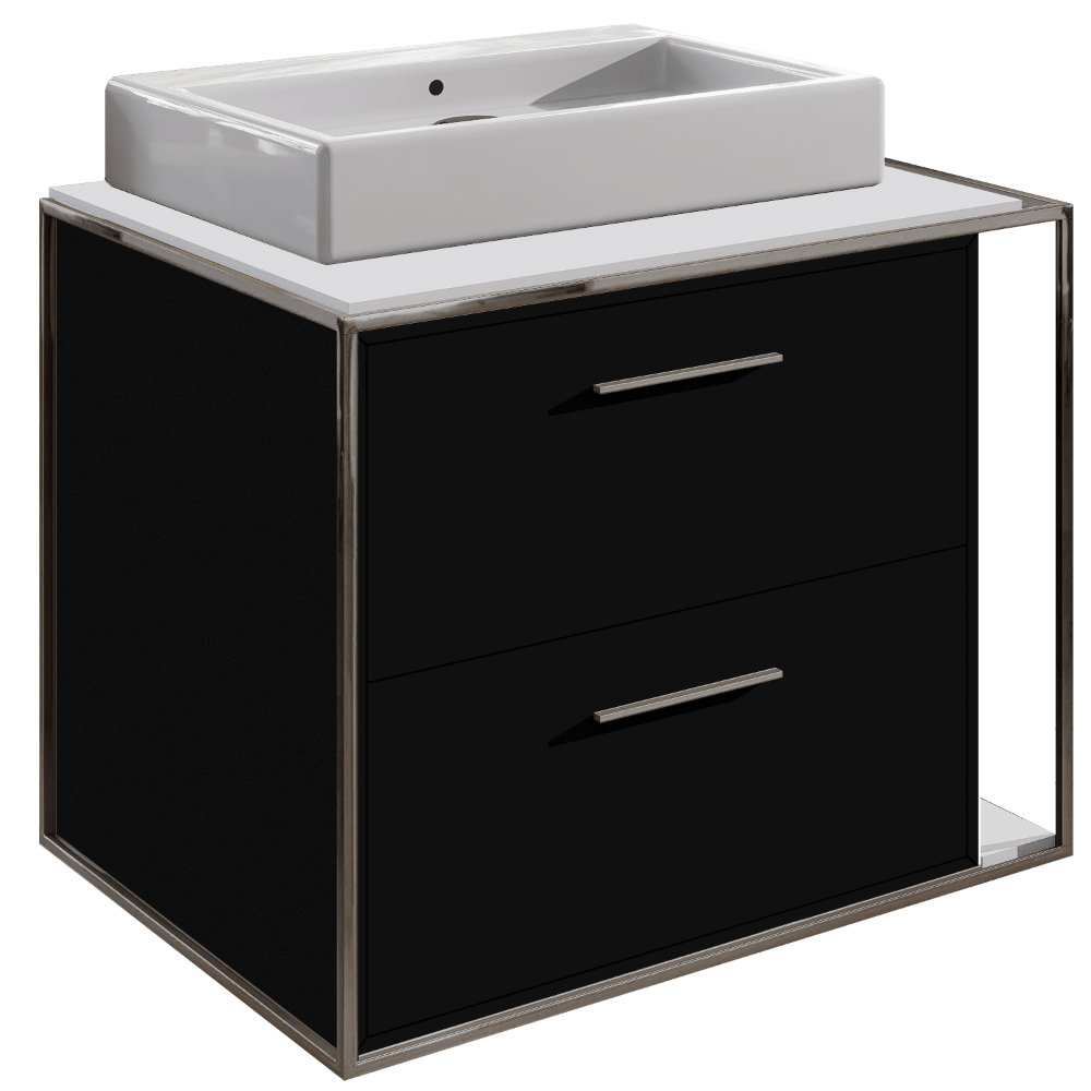 Linea 24'' Single Bathroom Vanity, Matte Black, Wall Mount, Matte White