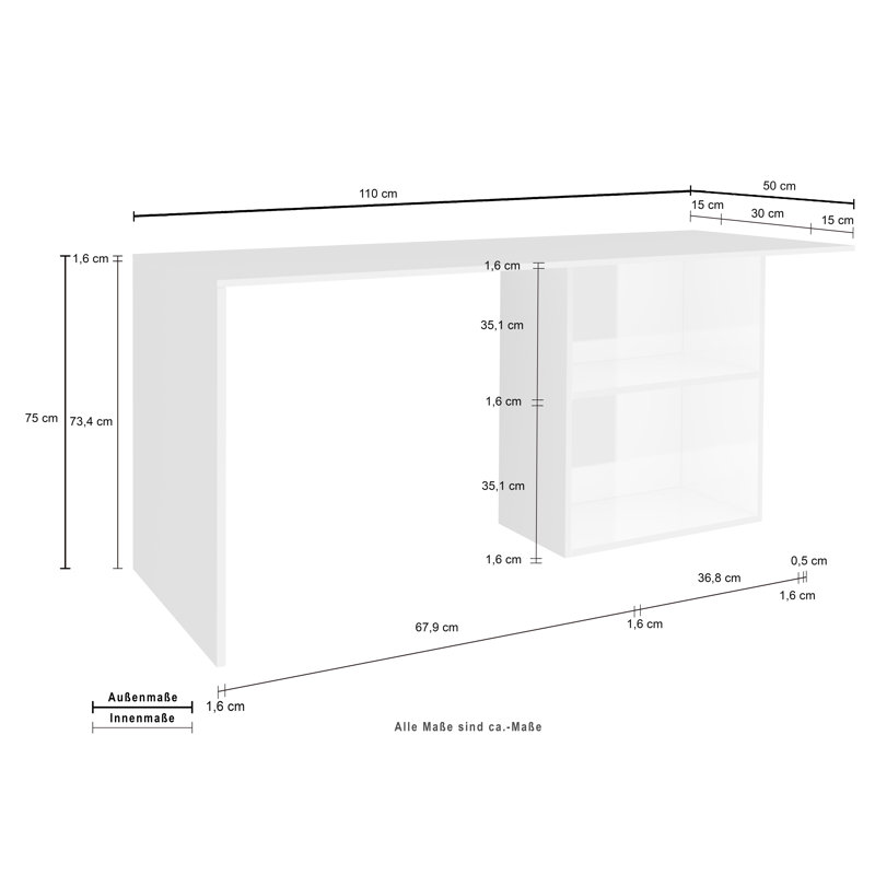Giampaolo Writing Desk, White Glossy