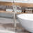 34" Floor Mount Freestanding Bathtub Faucet With Handheld Shower, Brushed Nickel, 304 Stainless Steel, CUPC Certified Ceramic Valve, Waterfall Spout, 2-In-1 Dual Function-125033842