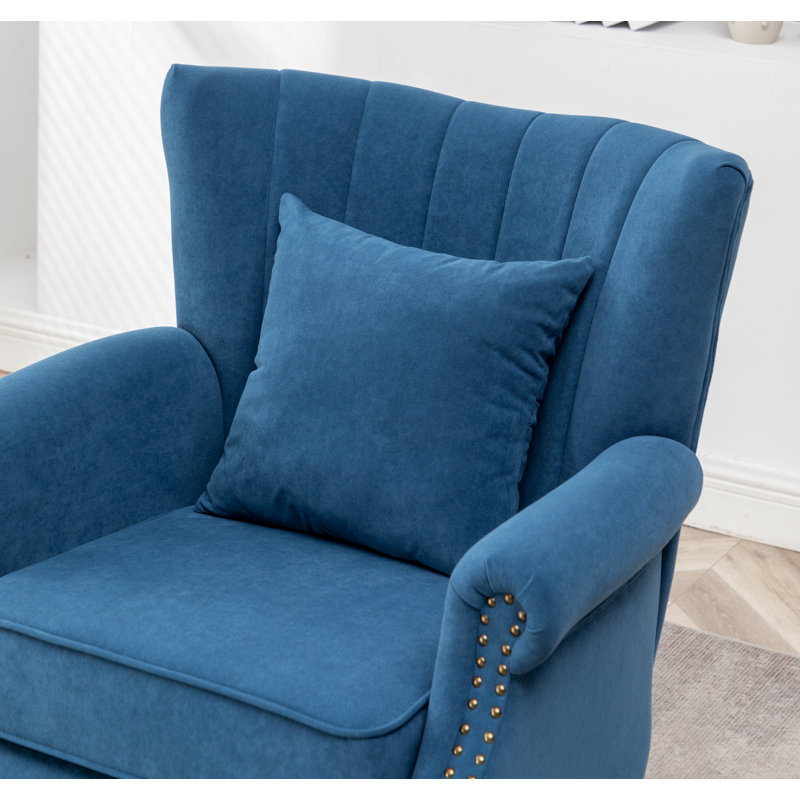 Edelman Upholstered Wingback Chair, Blue
