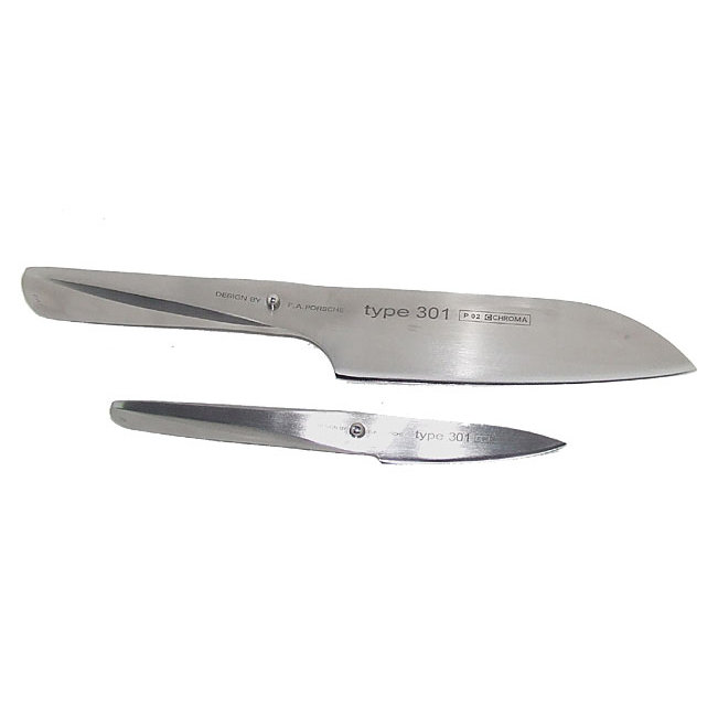 Chroma Type 301 Stainless Steel, 2-Piece Set (1 Paring Knife, 1 Santoku Knife)