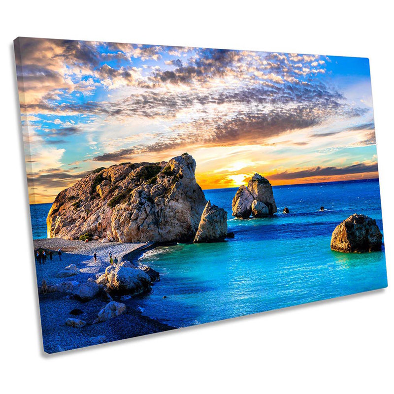 Cyprus Island Sunset Seascape - Wrapped Canvas Print, 91.4cm H x 137.2cm W