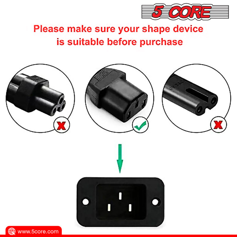 5 Core 3 Prong Extension Power Cord 10 Feet Three Prong D Heavy Duty Plug Extender Cable