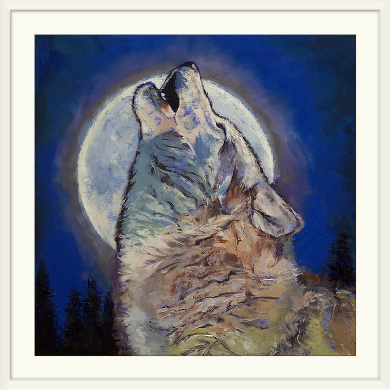 «Leyton Howling Wolf» par Michael Creese, reproduction d'art, H 32 po x l 32 po x P 1 po, Cadre blanc