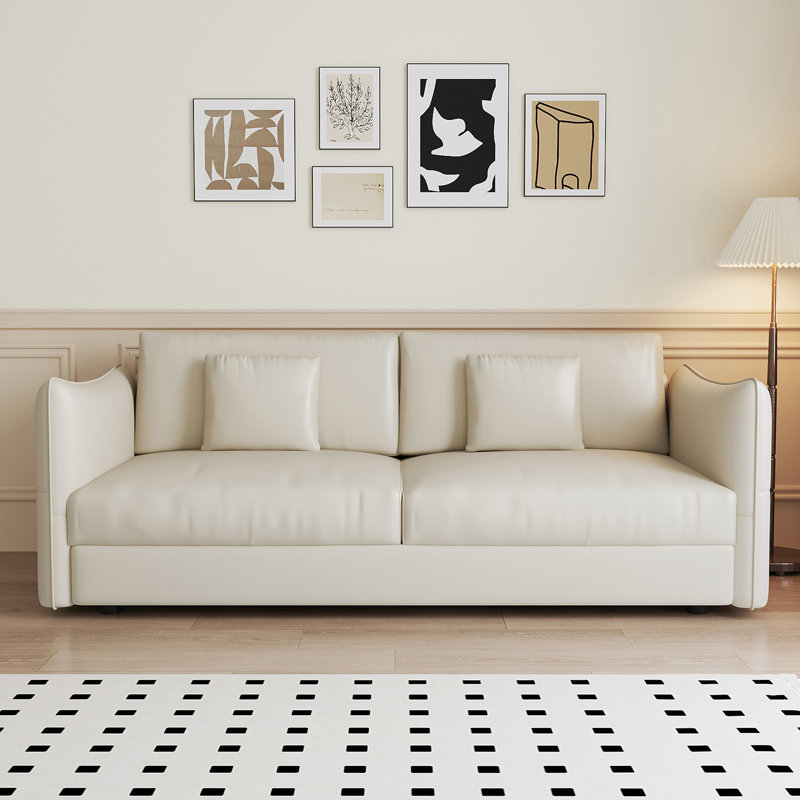 78.74" Morden 2-in-1 Convertible Upholseterd Sleeper Sofa Bed with Pull out Bed for Living Room, Ivory