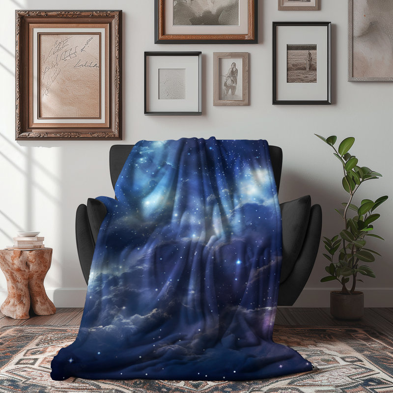 Stellar Serenity - couverture en sherpa de qualité supérieure - reproduction d'art luxueuse, Lit simple