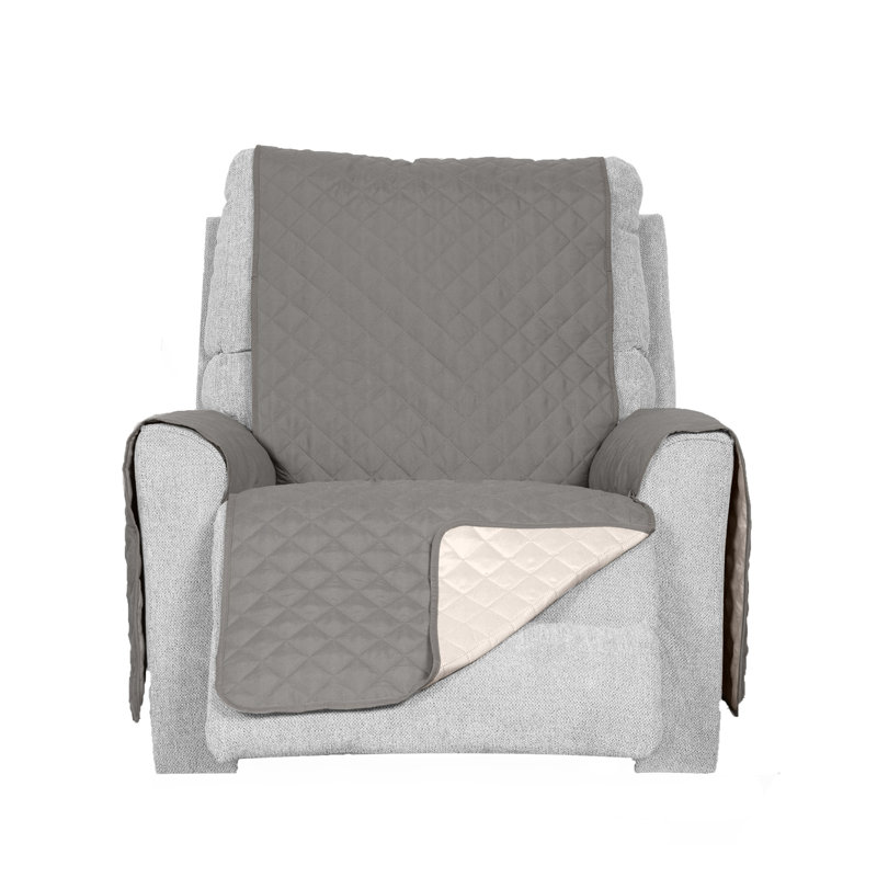 Gray and Mist Quilted Reversible Recliner Chair Cover