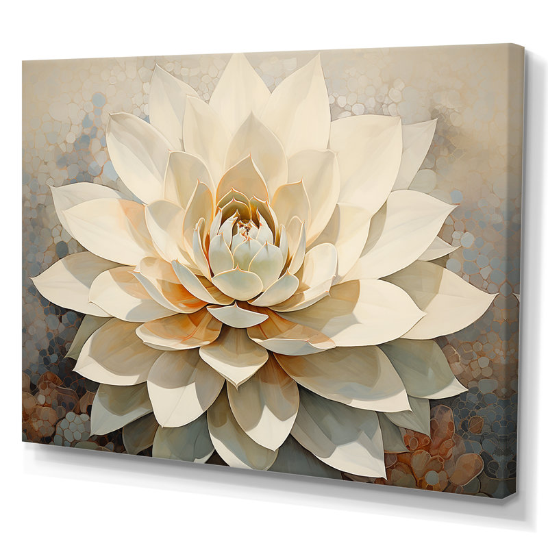 Beige plante grasse sur toile, Toile tendue, H 24 po x l 32 po x P 1 po