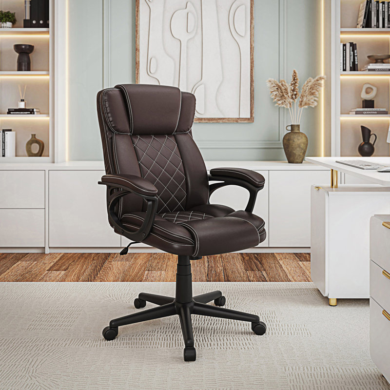 Fauteuil de bureau ergonomique à haut dossier, Brun