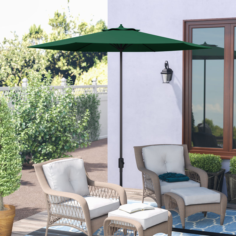 Parasol de marché pour l'extérieur de 10 pi avec manivelle à main Rawlins, Vert chasseur