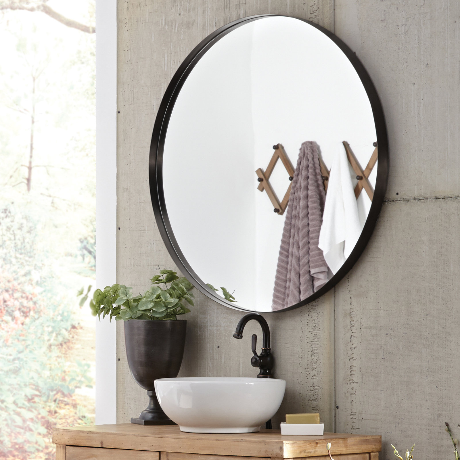 Lansing Stainless Steel Mirror, Brushed Black Stainless Steel