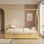 Lit en bois en forme de maison avec tiroirs de rangement et tête de lit-129445270-129445269