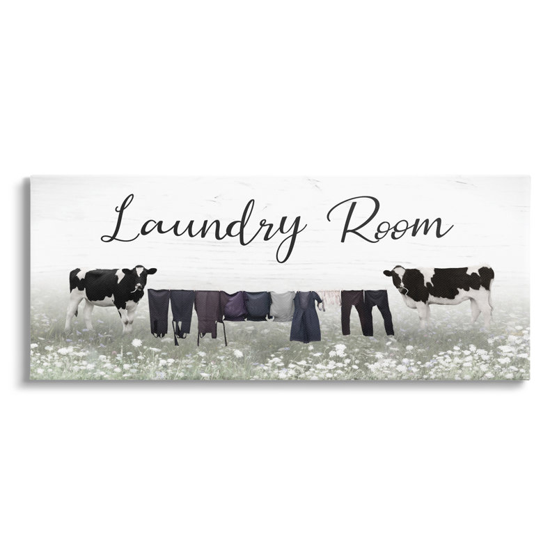 «Laundry Room Laundry Drying Cows» par Lori Deiter, impression sur toile tendue, H 10 po x l 24 po x P 1,5 po
