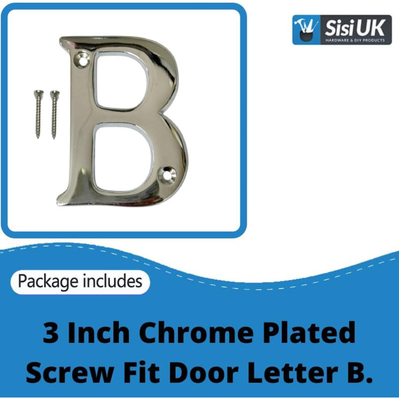 Chrome Door Numbers 3inch 7.5cm H Brass House Letters And Numbers, B
