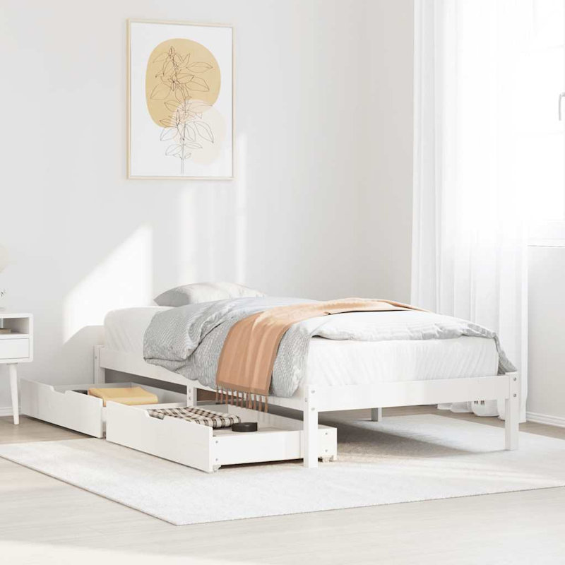 Aleppo Solid Wood Bed, European Kingsize (160 x 200cm), White