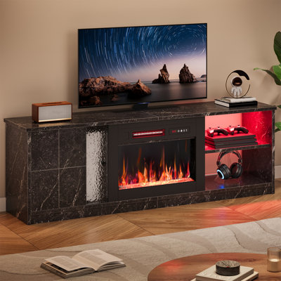 63 Inch Electric Fireplace TV Stand With Storage Cabinet And LED Open Shelf For Tvs Up To 70 Inch