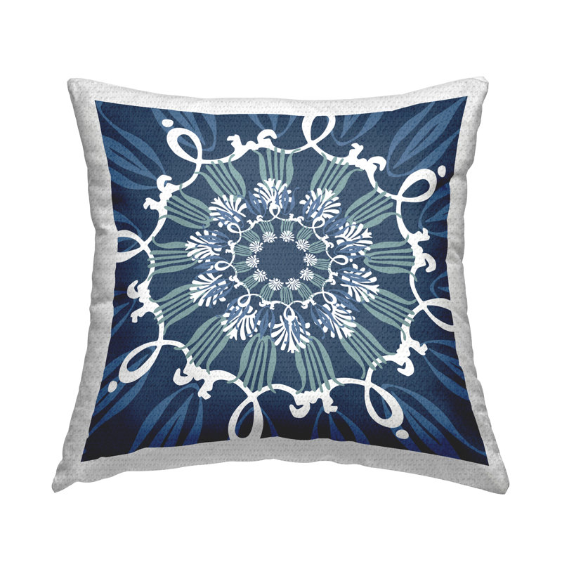 Coussin d'extérieur à motif bleu Fluid Shapes par Geoff Tygert