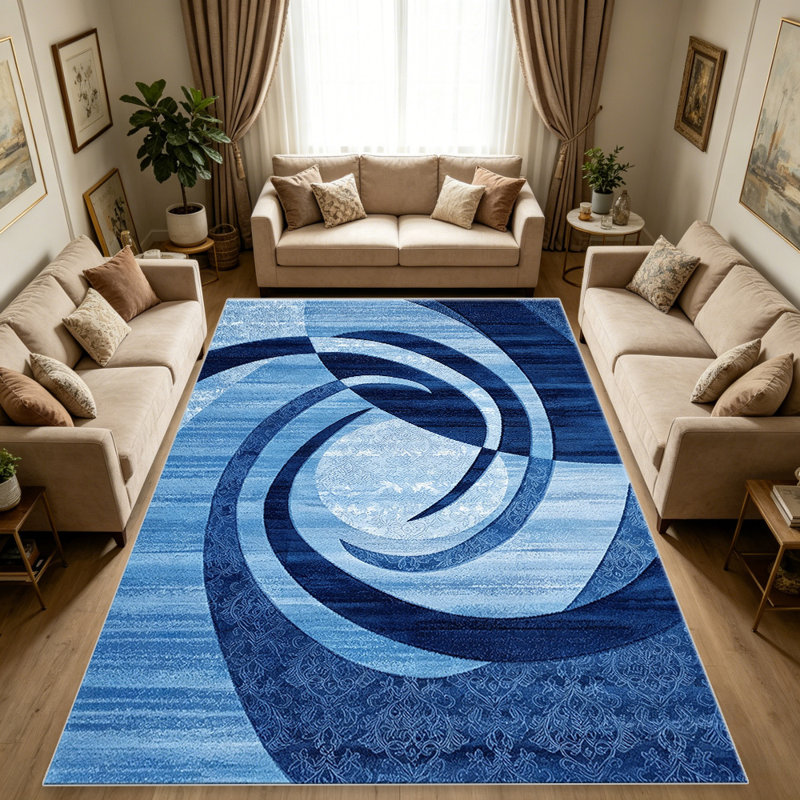 Blue Abstract Swirl area rugs for Living Room, Soft and Comfortable, Suitable for all seasons, easy to maintain, machine washable Indoor floor mat, Under Table Farmhouse suitable for Bedroom, Dining Room, Study, Patio, Balcony, Home Decor