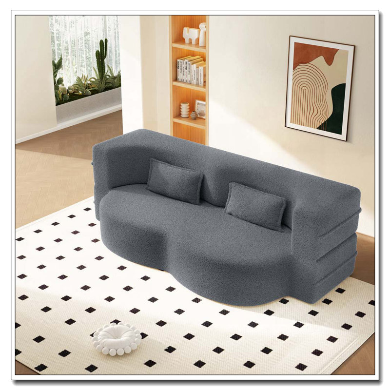Canapé moderne avec 2 coussins, Gris foncé, Teddy
