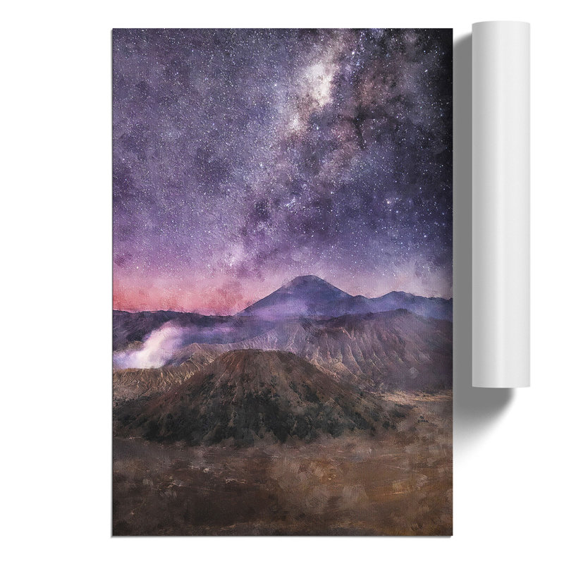 Milky Way Above Mount Bromo Painting - Frameless Print, 42cm H x 30cm W x 0.1cm D