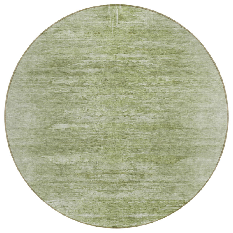 Tapis d'intérieur rond lavable abstrait vert artichaut 8 pi HomeRoots