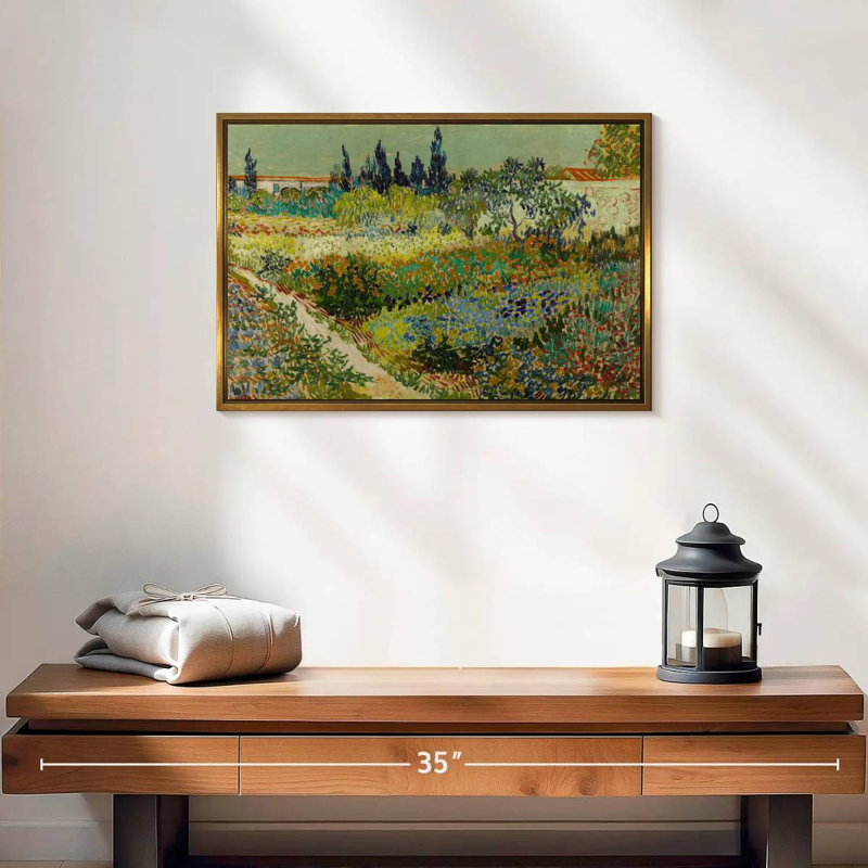 Jardin à Arles, Cadre flottant doré, 19 po x 13 po