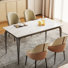 Table de salle à manger en pierre frittée blanche L 55 po x l 28 po avec pieds en métal pour la cuisine et la salle à manger