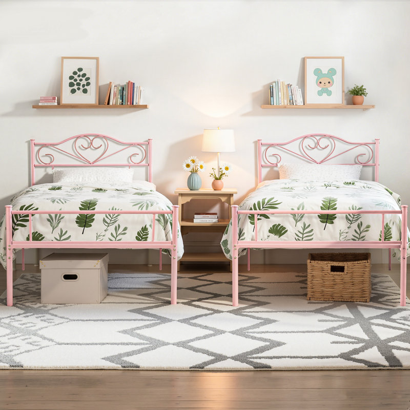 Ensemble de base de lit simple Embourg, Rose