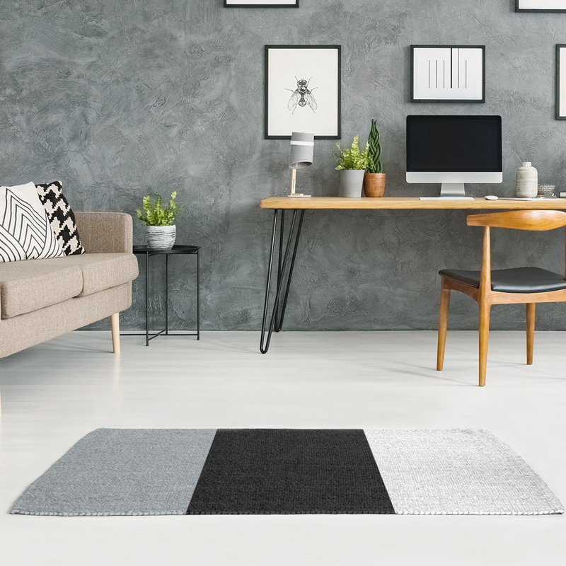 Tapis à rayures en poly-noir oakland, Rectangle 4 pi x 6 pi