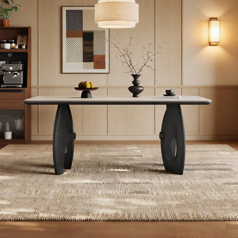 Table rectangulaire en pierre frittée French French, H 29,5 po x L 63 po x l 31,5 po