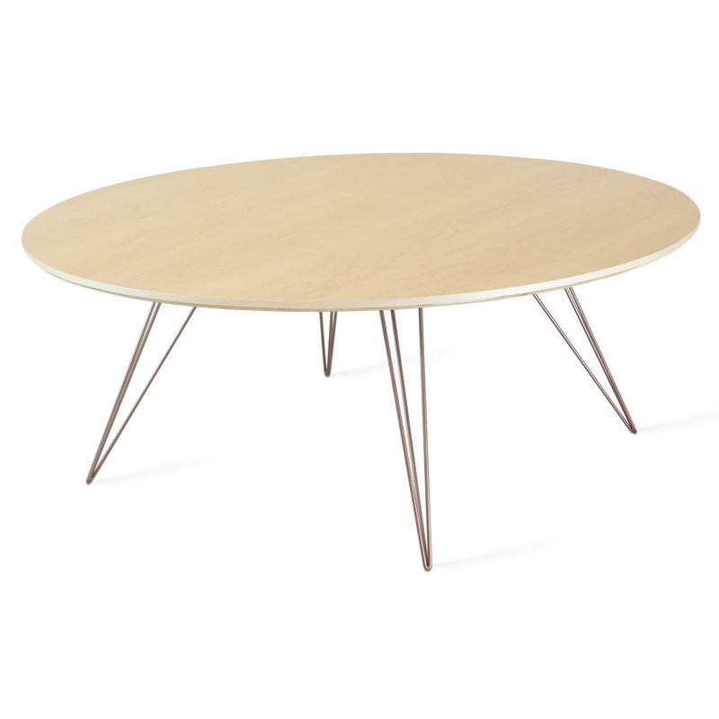 Williams Single Coffee Table, 18" H x 46" L x 46" W, Rose Copper, Maple