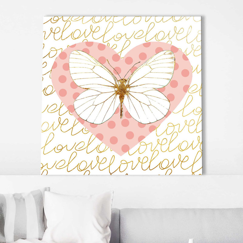 «Butterfly Love (Peach) (Square)» par Jodi - impression, Toile tendue, H 28 po x l 28 po x P 1,5 po