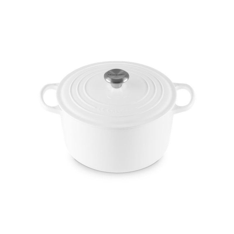 Le Creuset Signature Enaneled Cast Iron Deep Round Dutch Oven 6.5 Qt., Oyster, White, 6.5 quarts