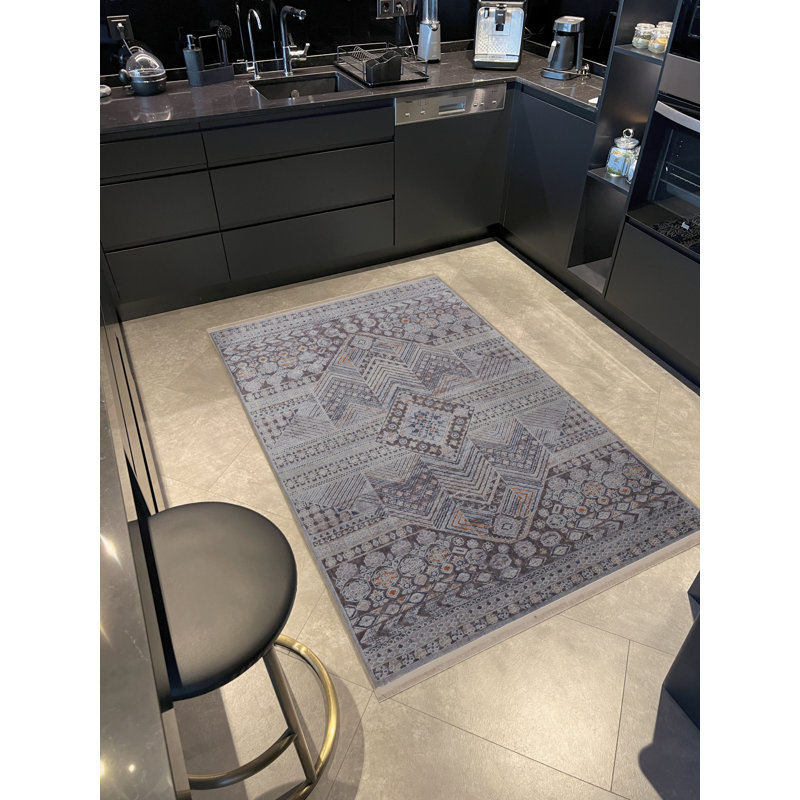 Tapis décoratif à motifs géométriques mixtes, Rectangle 5 pi 1,02 po x 7 pi 6,55 po