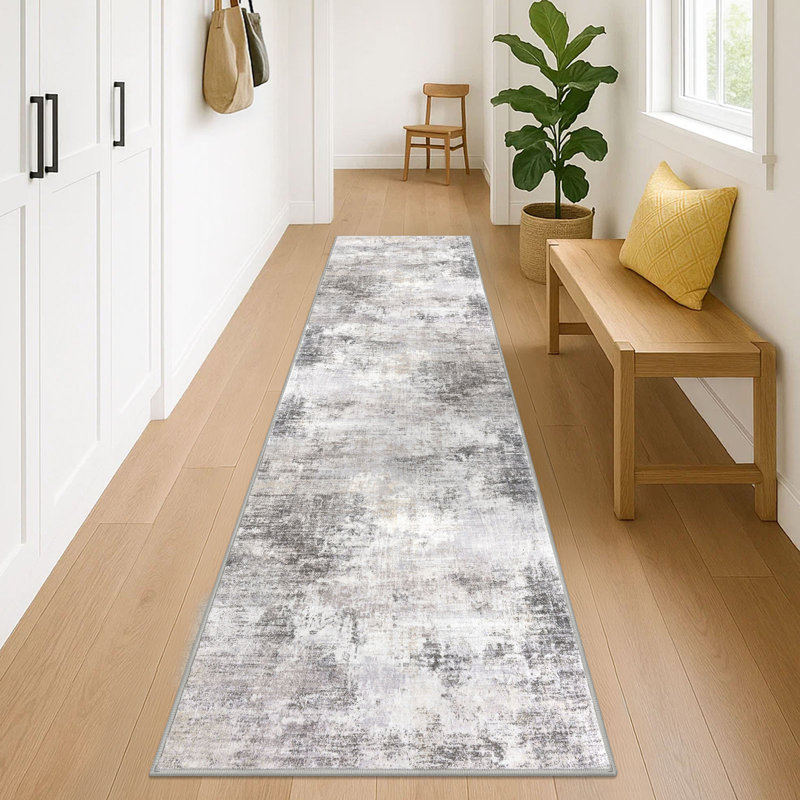 Washable Area Rugs Non Slip Bedroom Rug Living Room Rugs with Rubber Backing, Runner 2'7" x 10'