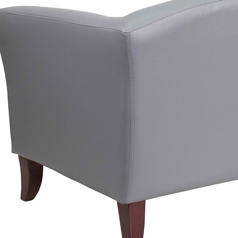 HERCULES Imperial Series LeatherSoft Sofa with Cherry Wood Feet, Gray