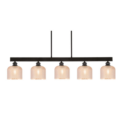 Bar 5 lumières Edge au fini espresso avec verre texturé ambre de 6 po