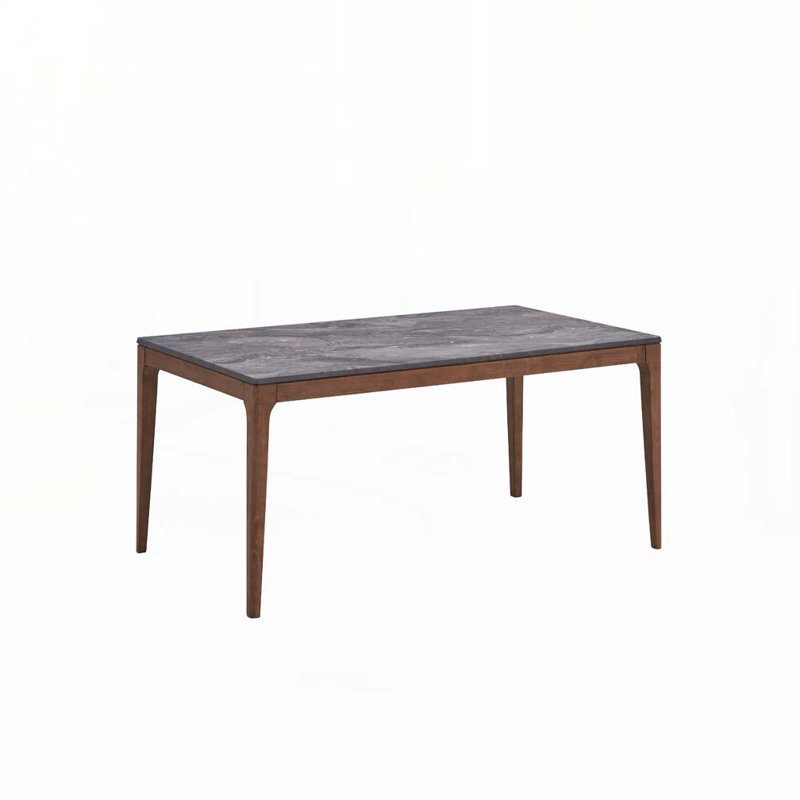 Table de salle à manger en pierre Stone, Brun foncé / noyer