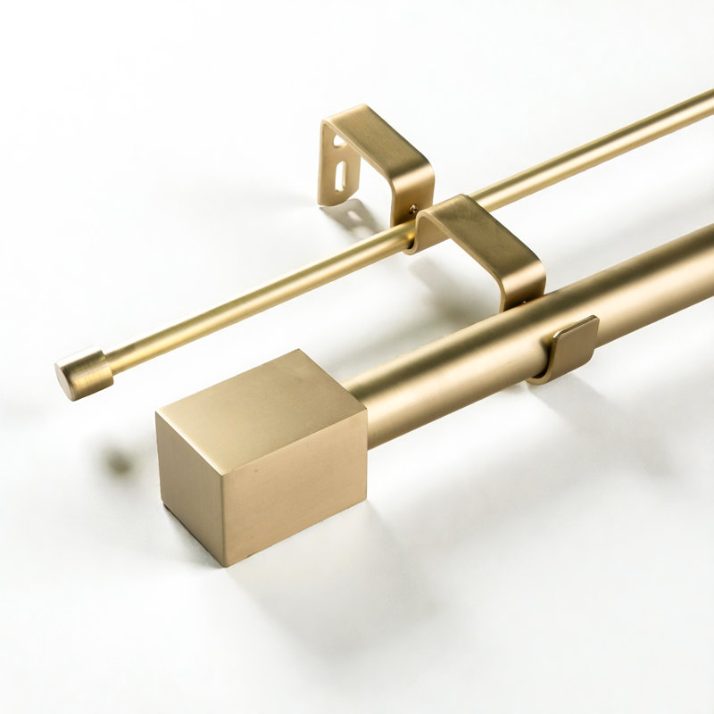 Jace Adjustable Double Curtain Rod, Gold, 48" - 84"