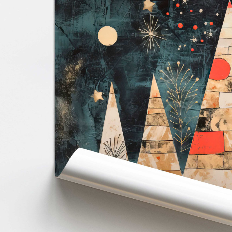 20 "x 20" Starry Night Christmas Tree III, Sans cadre, papier, H 11 po x l 14 po