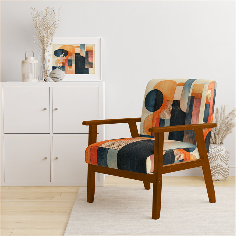 Chaise rembourrée à formes abstraites - Fauteuil Line-Dance, Brown Square Arms