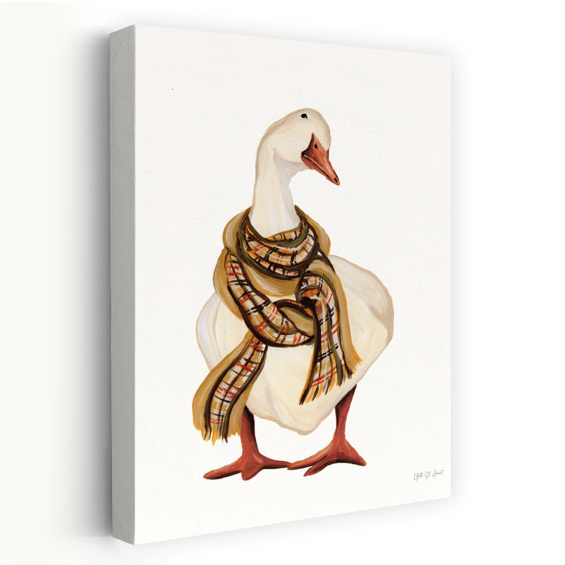 Oie avec écharpe, art animalier contemporain, H 24 po x l 16 po