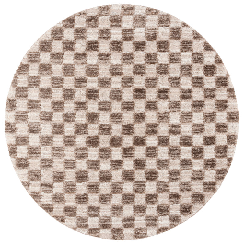 Shenali Shag 900 Performance Geometric Rug, Round 6'7"