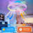 RGB Ceiling Fans With Lights, 19'' Smart LED Ceiling Fan With Remote/APP Control, Modern Low Profile Bladeless Chandelier Fan, Dimmable White Fandelier For Bedroom, Living Room, Kitchen