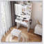 Bureau de maquillage compact avec lumières DEL réglables, prises de courant intégrées et rangement dissimulé pour les petites chambres