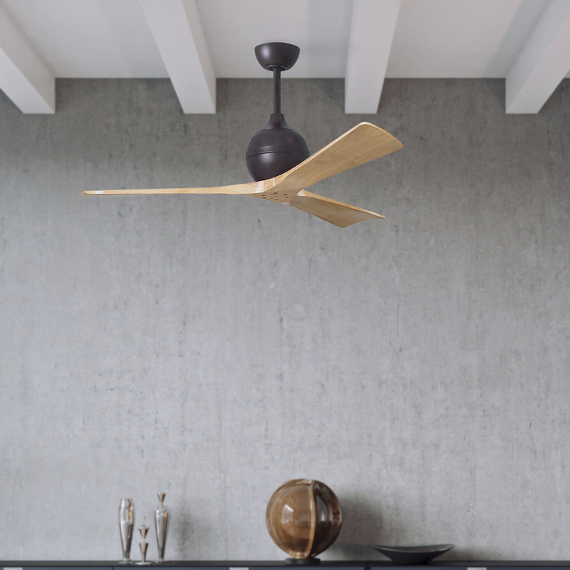 Ventilateur de plafond à 3 pales Irene, Bronze texturé, 52", Ton érable clair