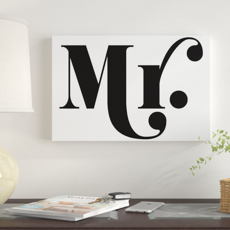« mr », art textuel sur toile, Toile avec cadre noir, H 32 po x l 48 po x P 1,5 po, Pas de tapis