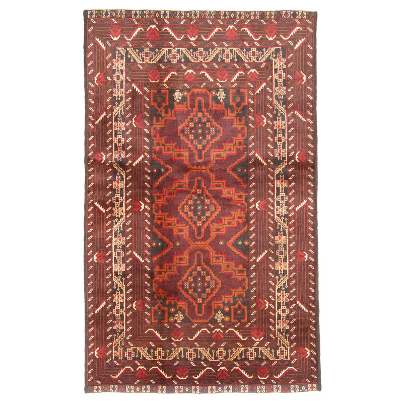 Tapis brun Teimani 3 pi 8 po x 6 pi 1 po