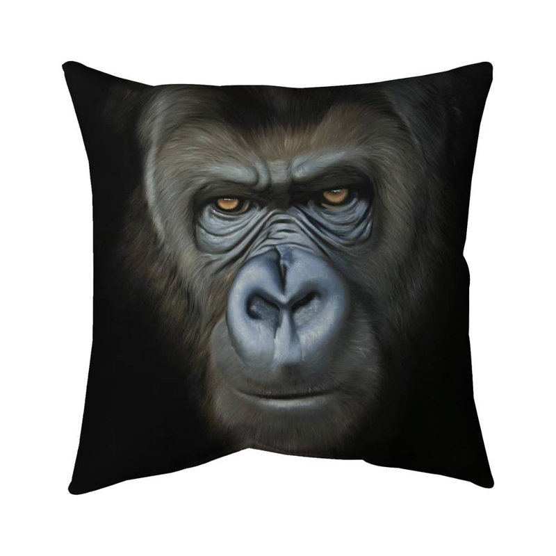 Gorilla face - 26"x26" Throw pillow cover - Poly twill - Print on demand, 26" x 26"